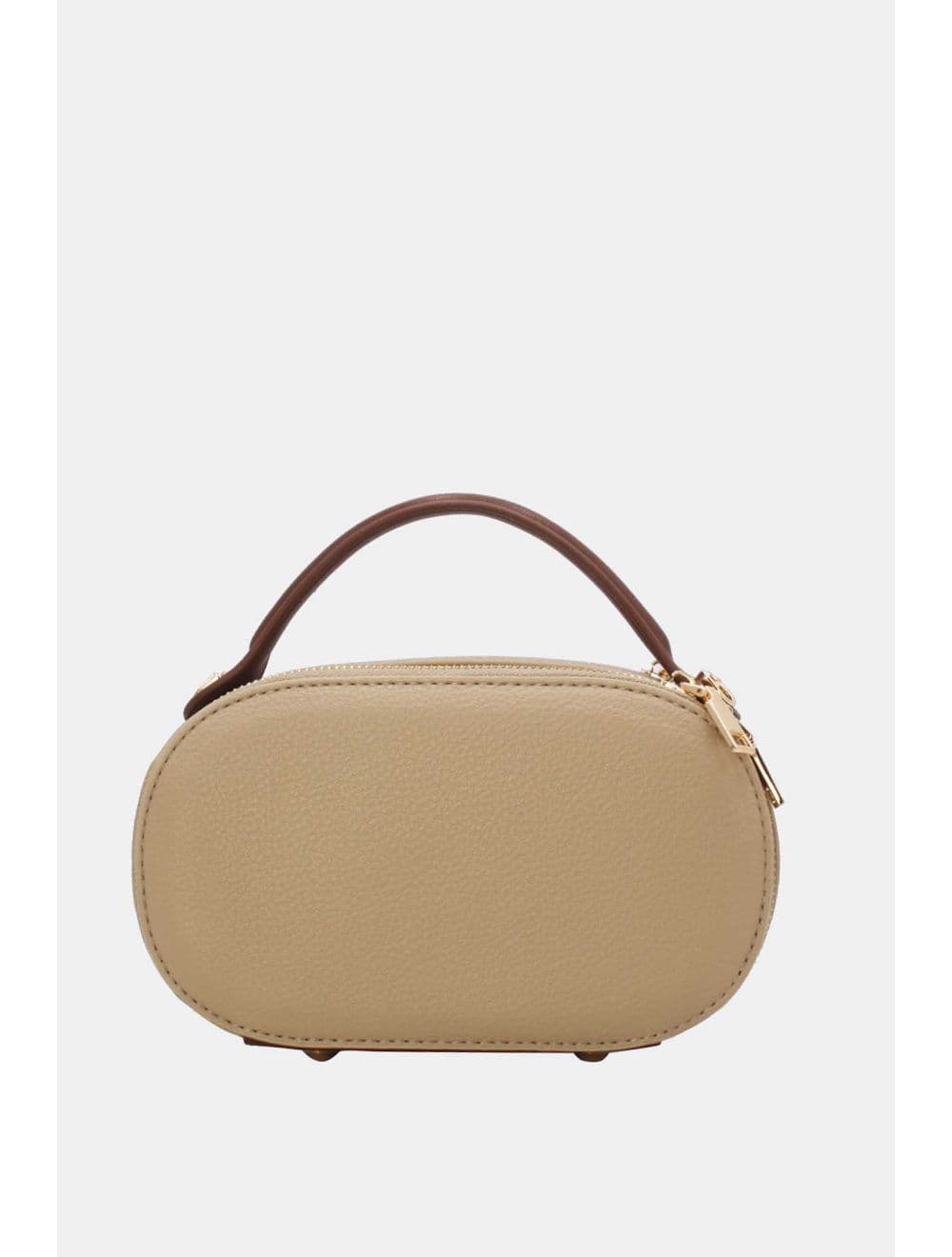 Mini Sac à Main Boîte Effet Cuir Et Tissu RÉASSORT 24P-5998-Apricot/Brown — vue 3