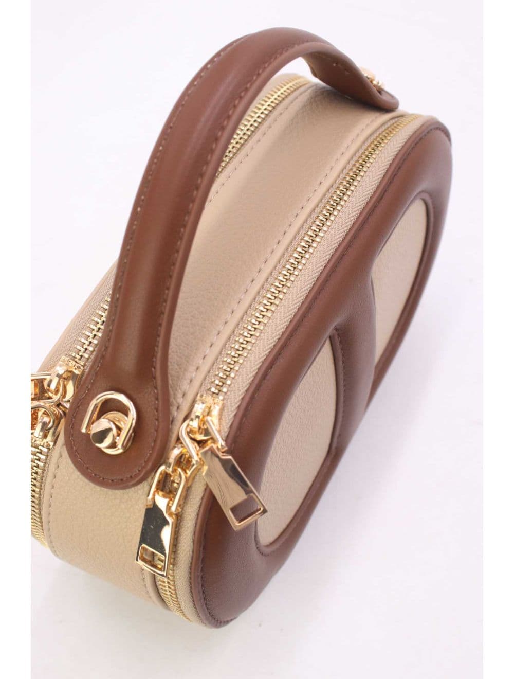Mini Sac à Main Boîte Effet Cuir Et Tissu RÉASSORT 24P-5998-Apricot/Brown — vue 5