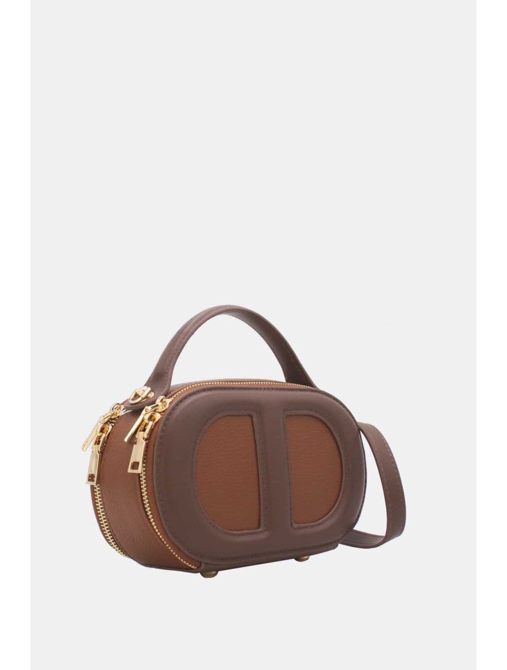 Mini Sac à Main Boîte Effet Cuir Et Tissu RÉASSORT 24P-5998-Brown/Coffee — vue 2
