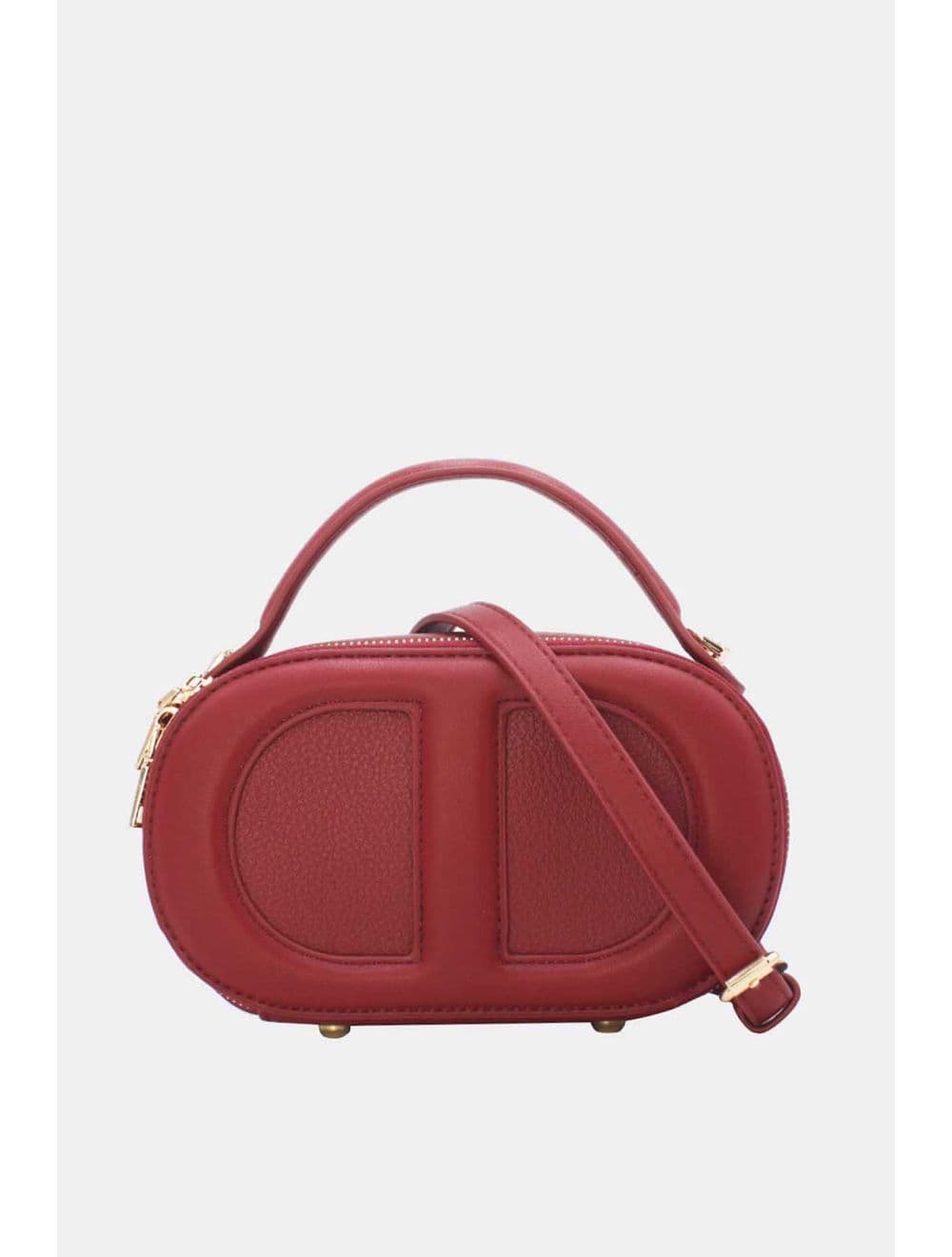 Mini Sac à Main Boîte Effet Cuir Et Tissu RÉASSORT 24P-5998-Rouge