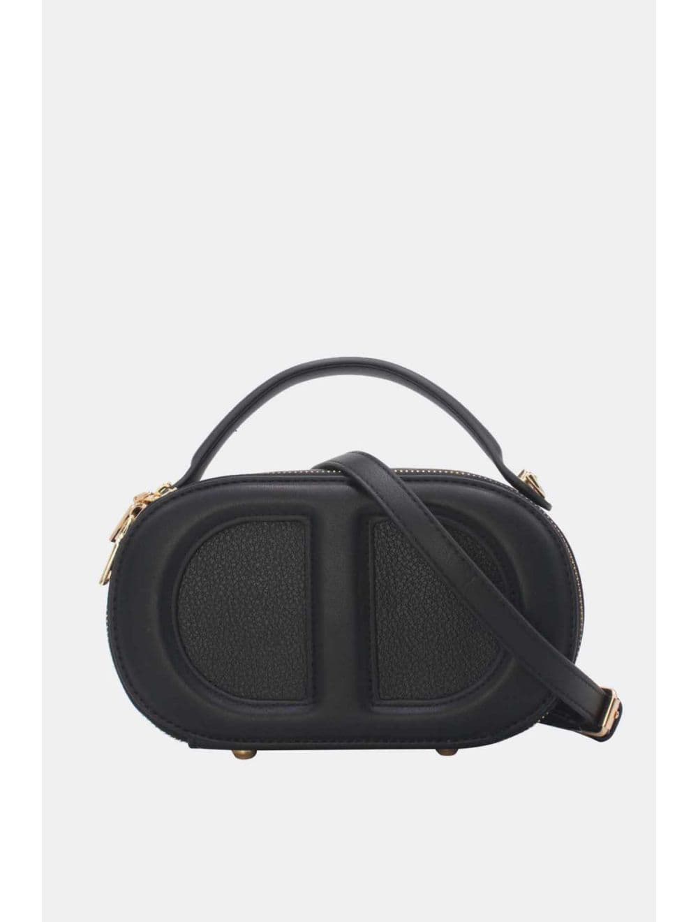 Mini Sac à Main Boîte Effet Cuir Et Tissu RÉASSORT 24P-5998-Noir