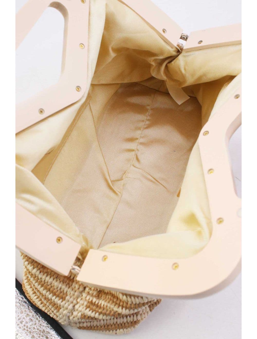 Pochette Tressé Anse En Bois 23P-5768B-Apricot/Beige — vue 5