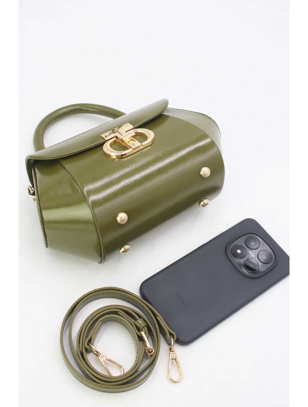 Petit Sac à Main Effet Vernis 25P-6383-Vert — vue 4