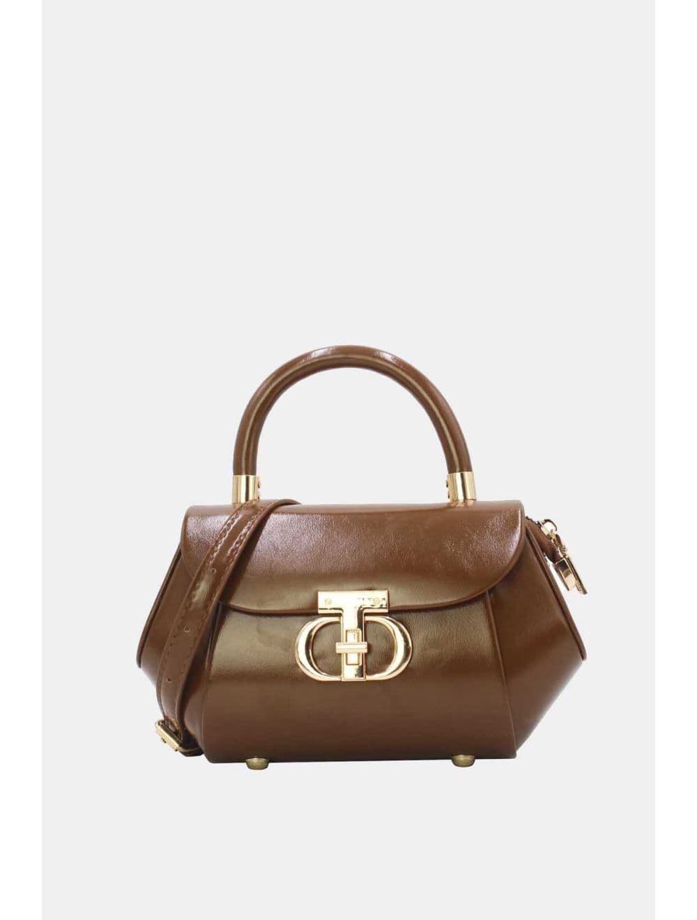 Petit Sac à Main Effet Vernis 25P-6383-Marron