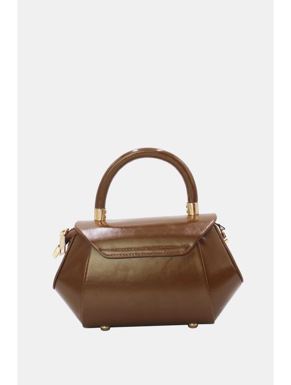 Petit Sac à Main Effet Vernis 25P-6383-Marron — vue 3
