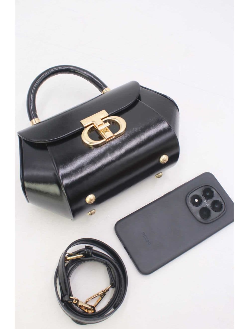 Petit Sac à Main Effet Vernis 25P-6383-Noir — vue 4