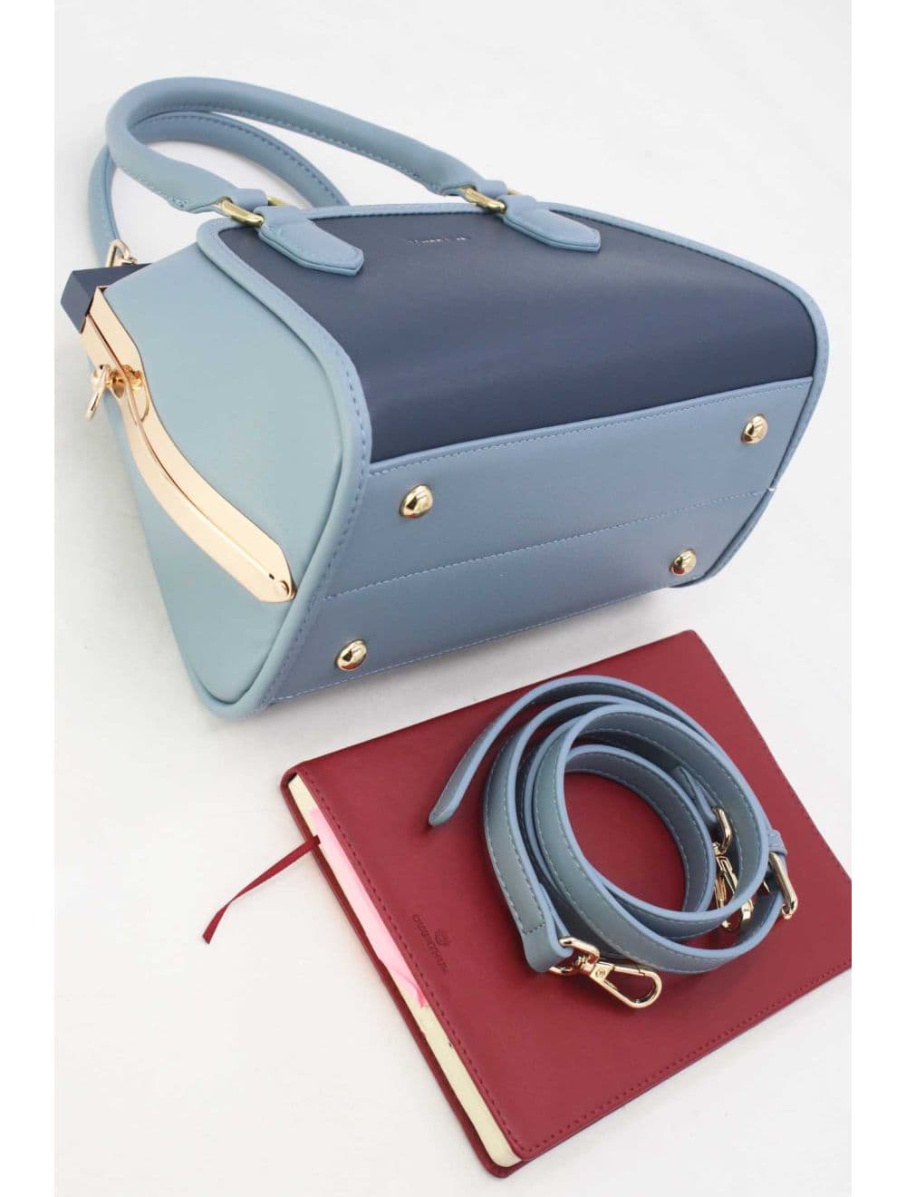Petit Sac à Main Bicolore 25B-6258-Bleu — vue 4