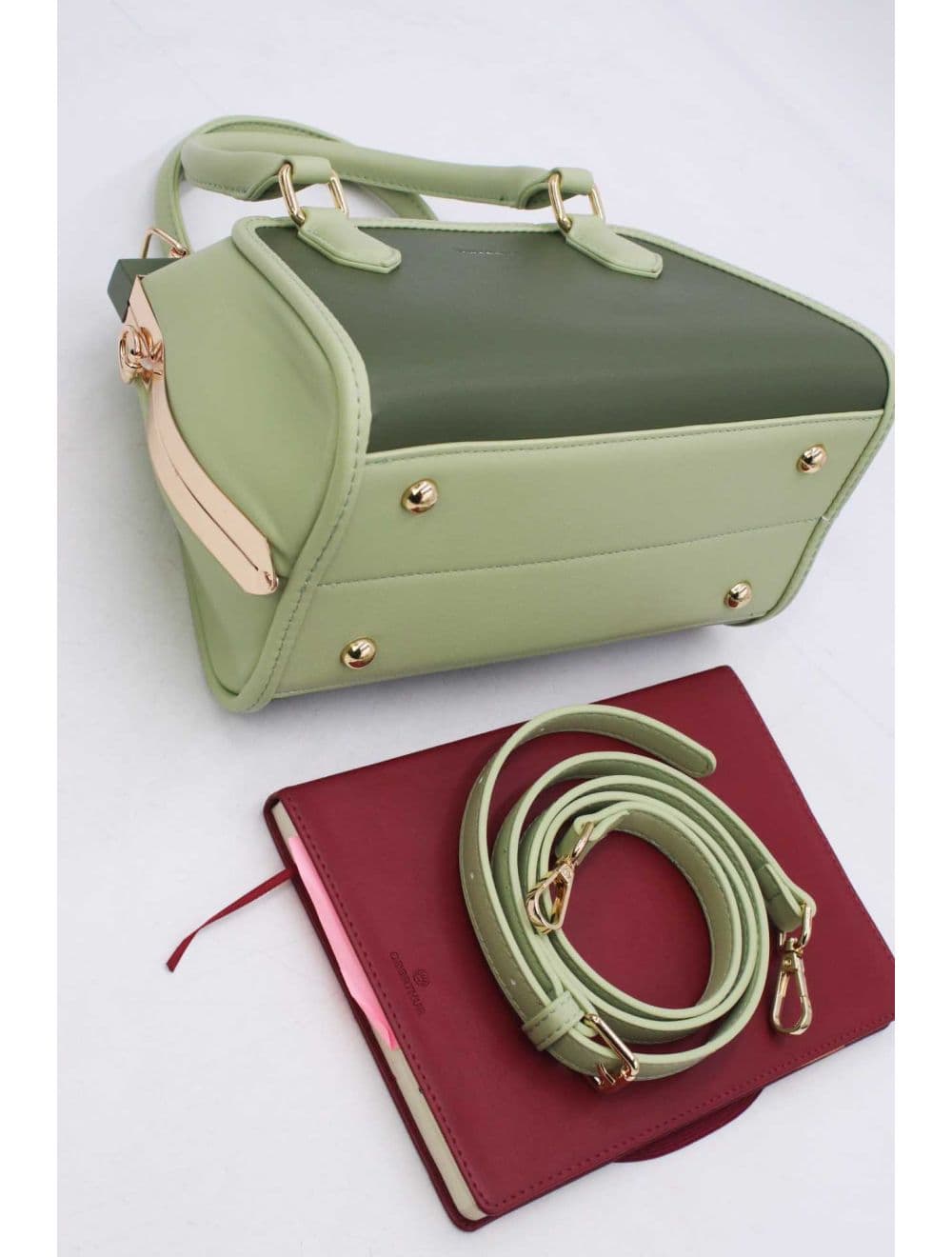 Petit Sac à Main Bicolore 25B-6258-Vert — vue 4
