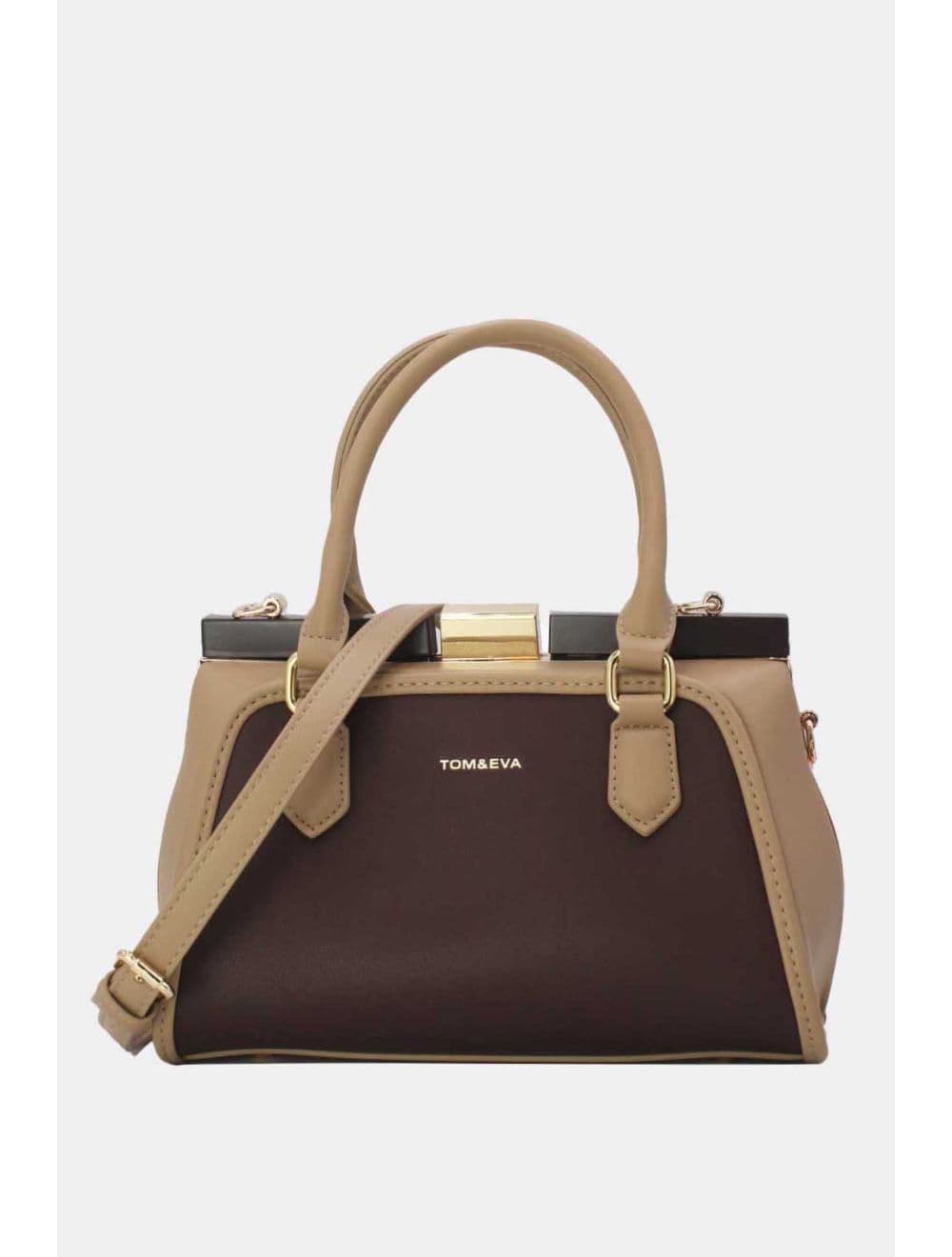 Petit Sac à Main Bicolore 25B-6258-Coffee/Apricot