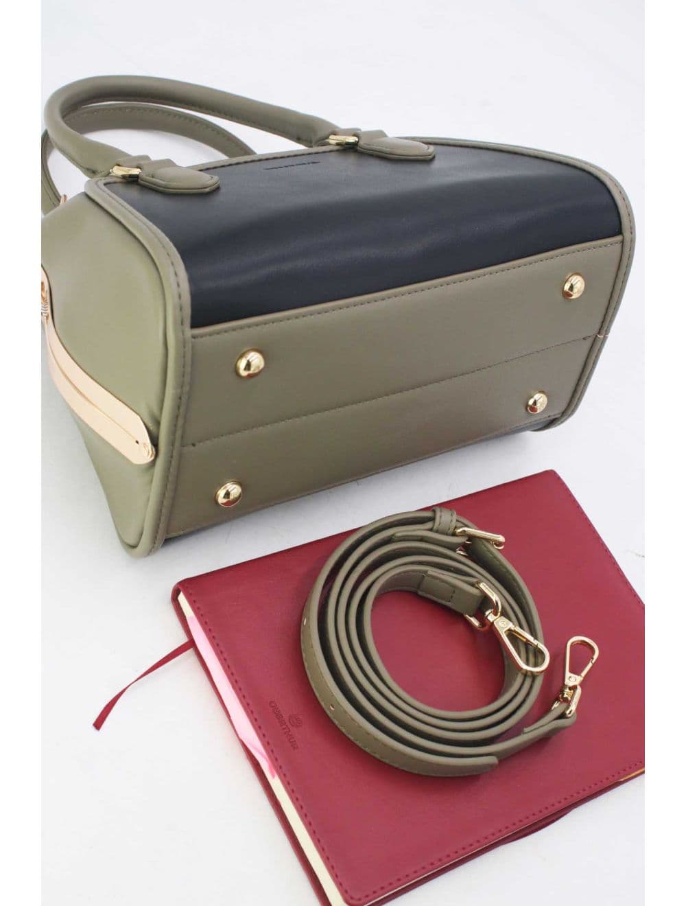 Petit Sac à Main Bicolore 25B-6258-Black/Green — vue 4