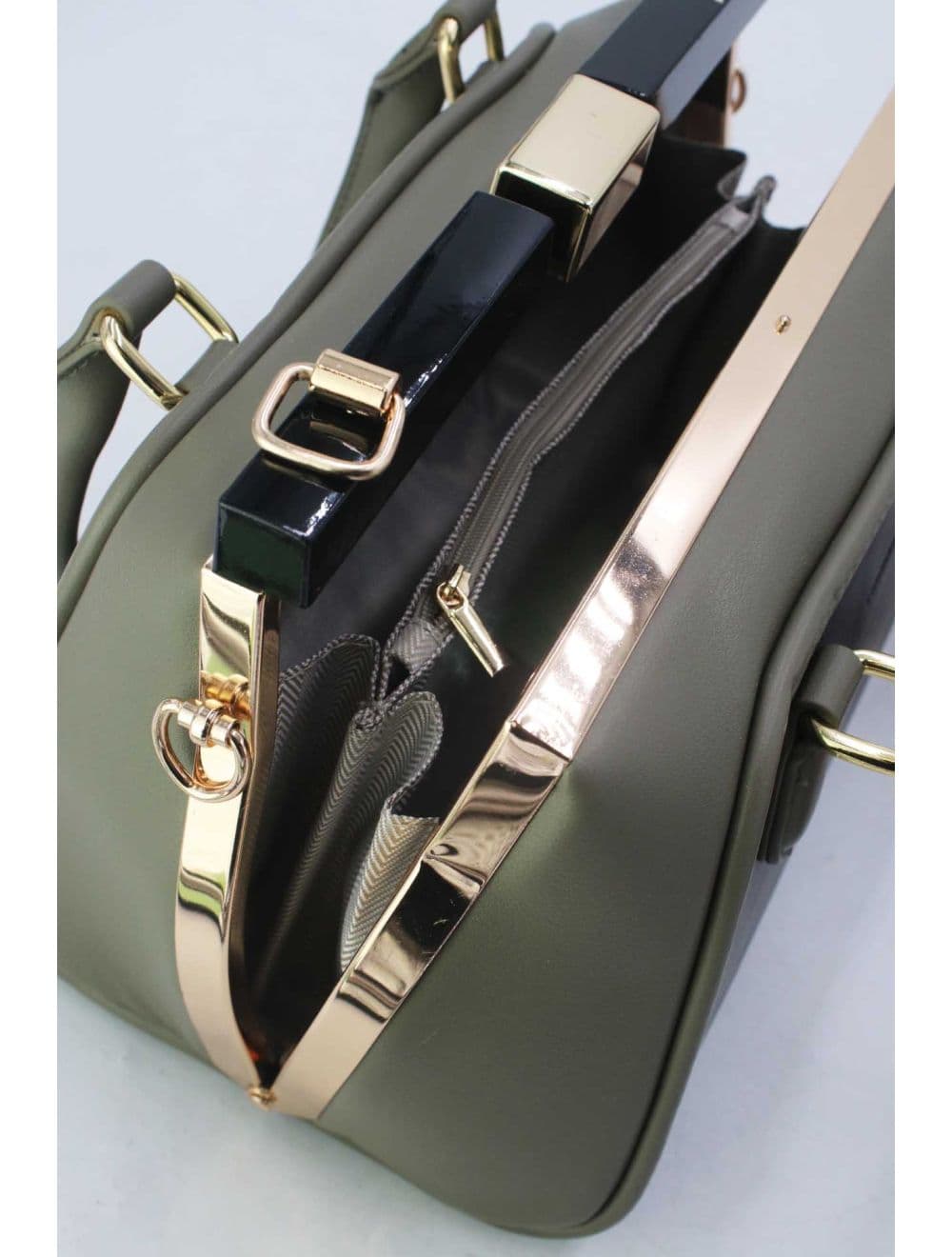Petit Sac à Main Bicolore 25B-6258-Black/Green — vue 5