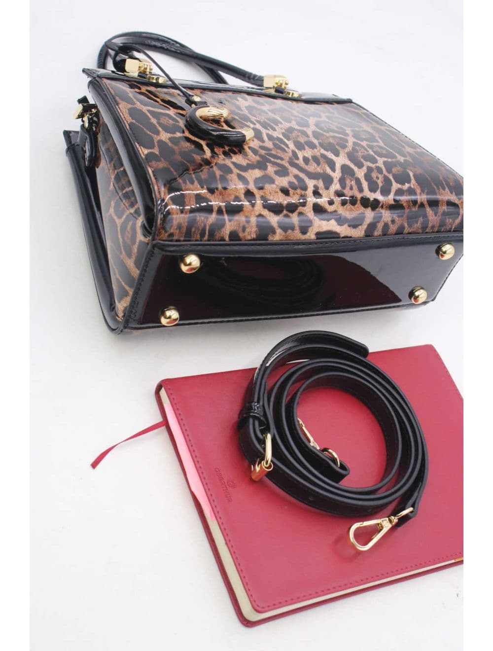 Medium Sac à Main Vernis Léopard 25B-6273-Black/Brown — vue 4