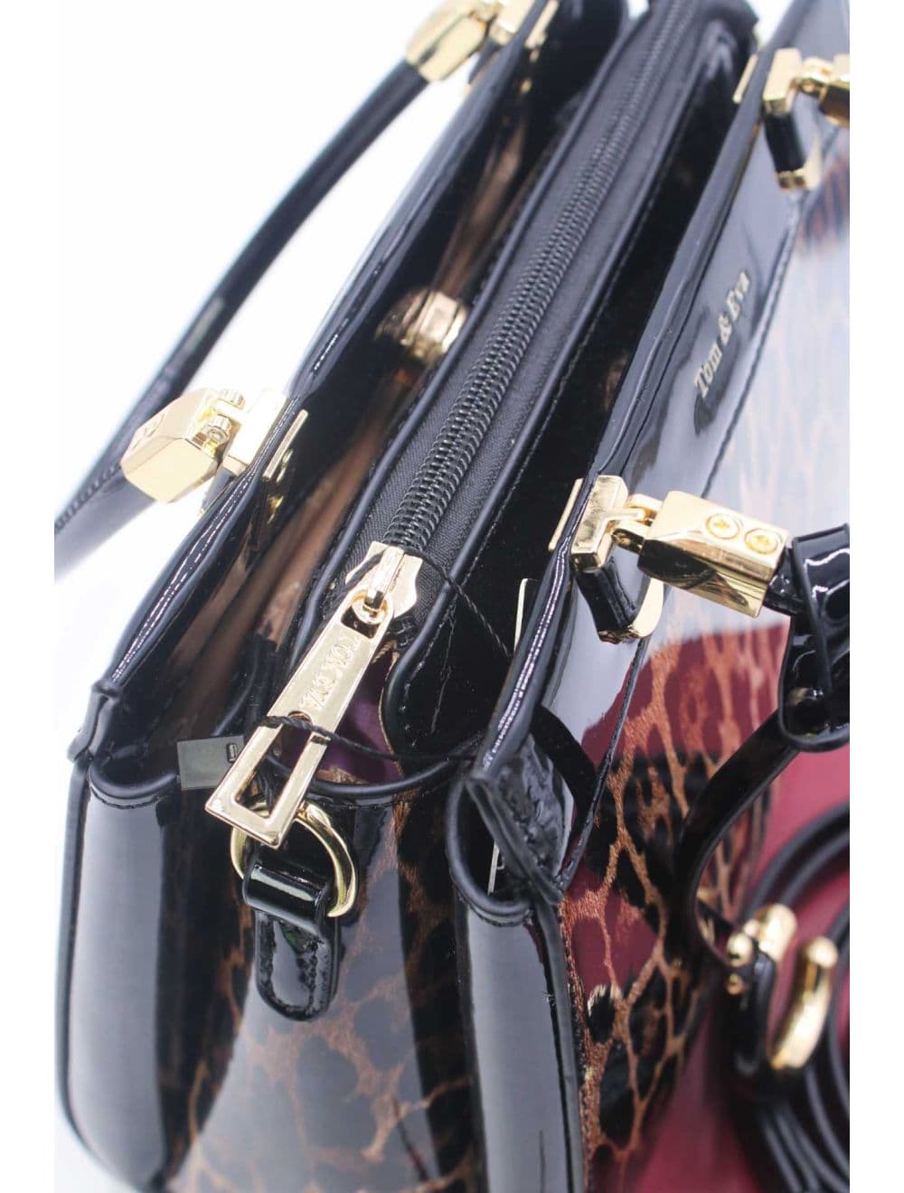 Medium Sac à Main Vernis Léopard 25B-6273-Black/Brown — vue 5