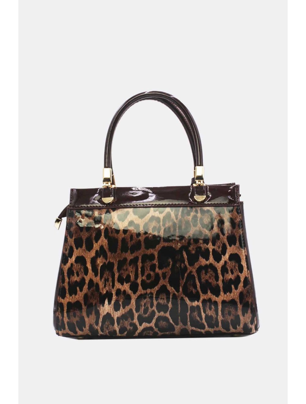 Medium Sac à Main Vernis Léopard 25B-6273-Coffee/Brown — vue 3