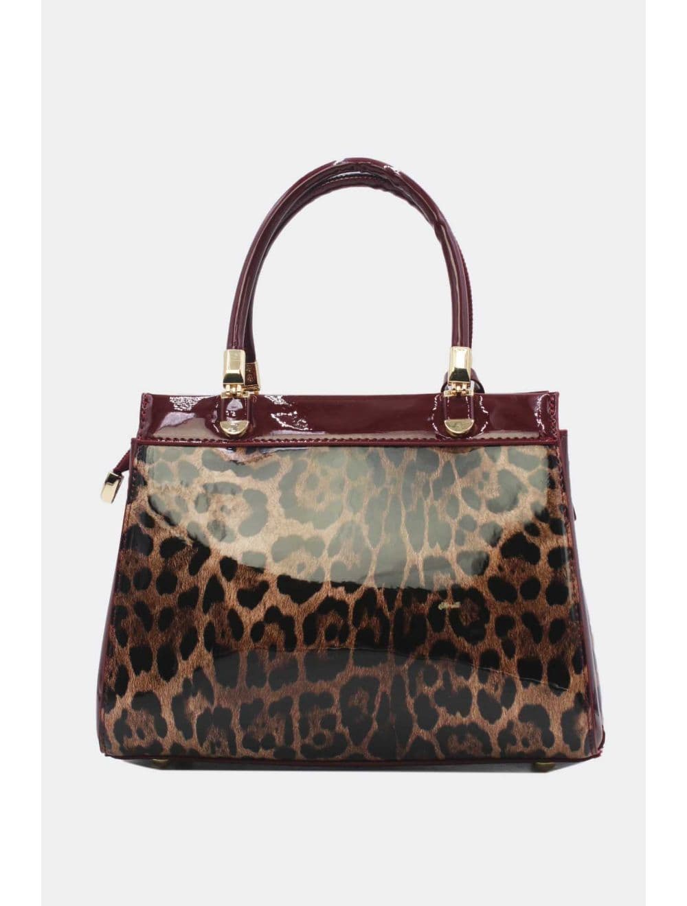 Medium Sac à Main Vernis Léopard 25B-6273-Wine/Brown — vue 3