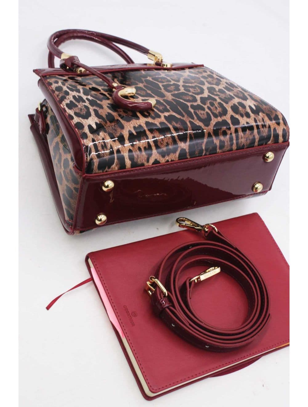 Medium Sac à Main Vernis Léopard 25B-6273-Wine/Brown — vue 4