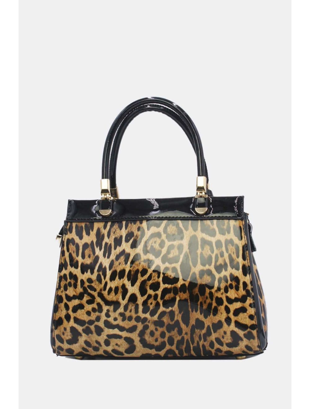 Medium Sac à Main Vernis Léopard 25B-6273-Black/Apricot — vue 3