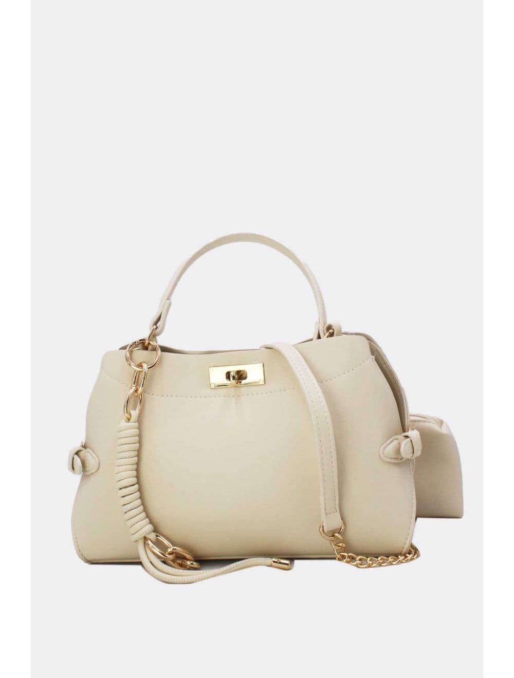 Petit Sac à Main Chic Avec Porte Clé 2-in-1 25P-6331-Beige