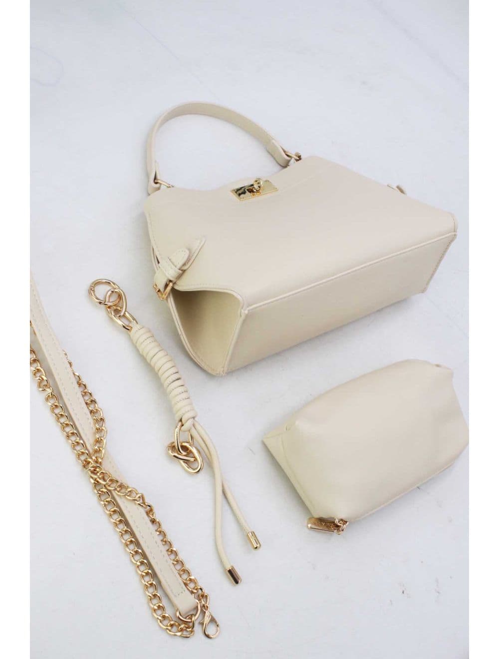 Petit Sac à Main Chic Avec Porte Clé 2-in-1 25P-6331-Beige — vue 4