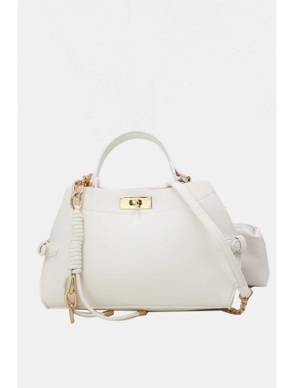 Petit Sac à Main Chic Avec Porte Clé 2-in-1 25P-6331-Blanc