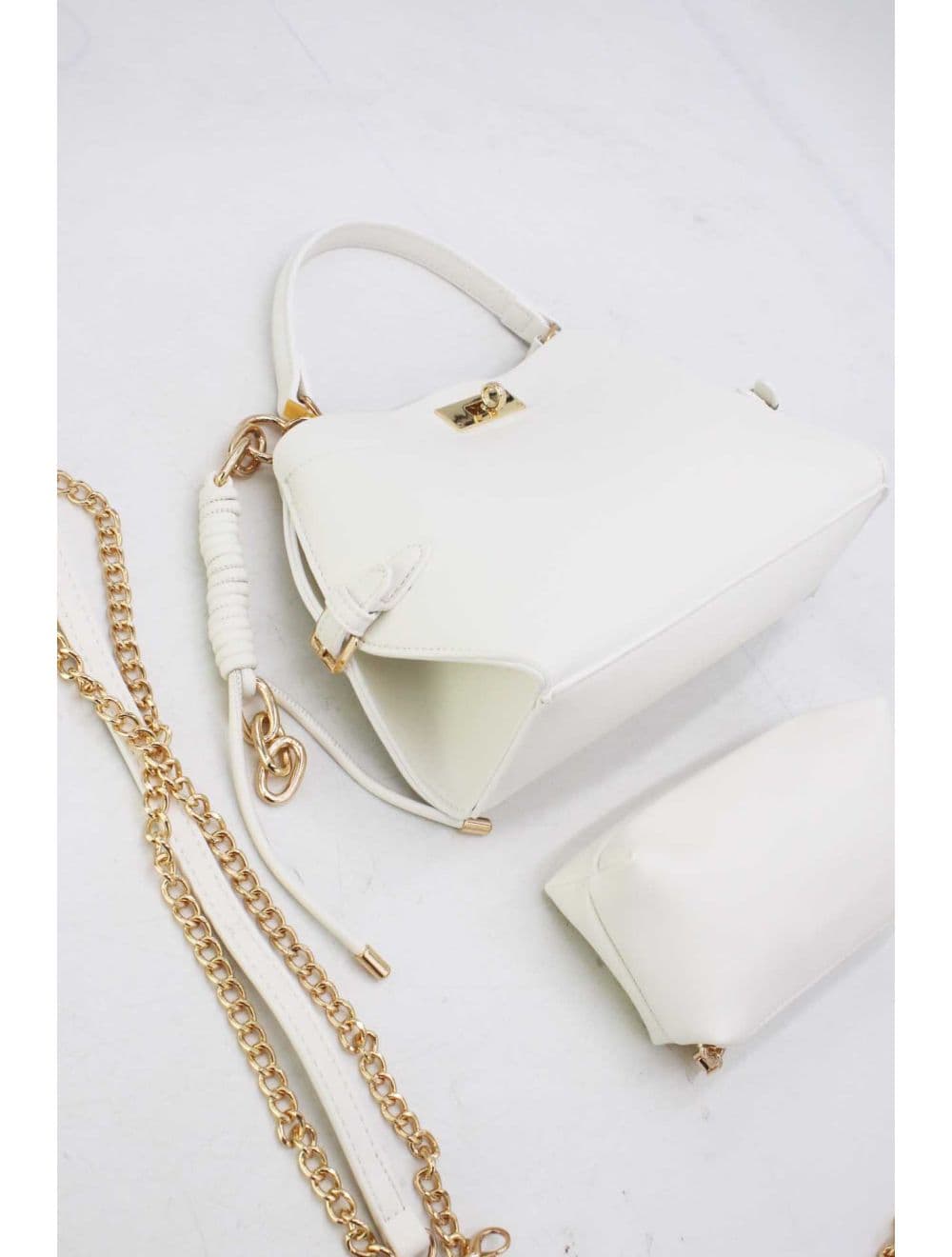 Petit Sac à Main Chic Avec Porte Clé 2-in-1 25P-6331-Blanc — vue 4