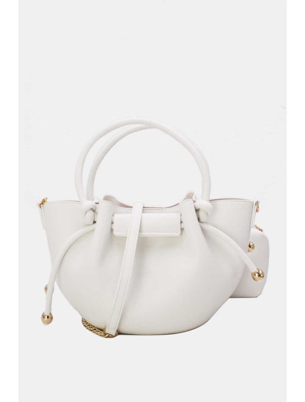 Petit Sac à Main Chic Effect Cuir 2-in-1 25P-6321-Blanc