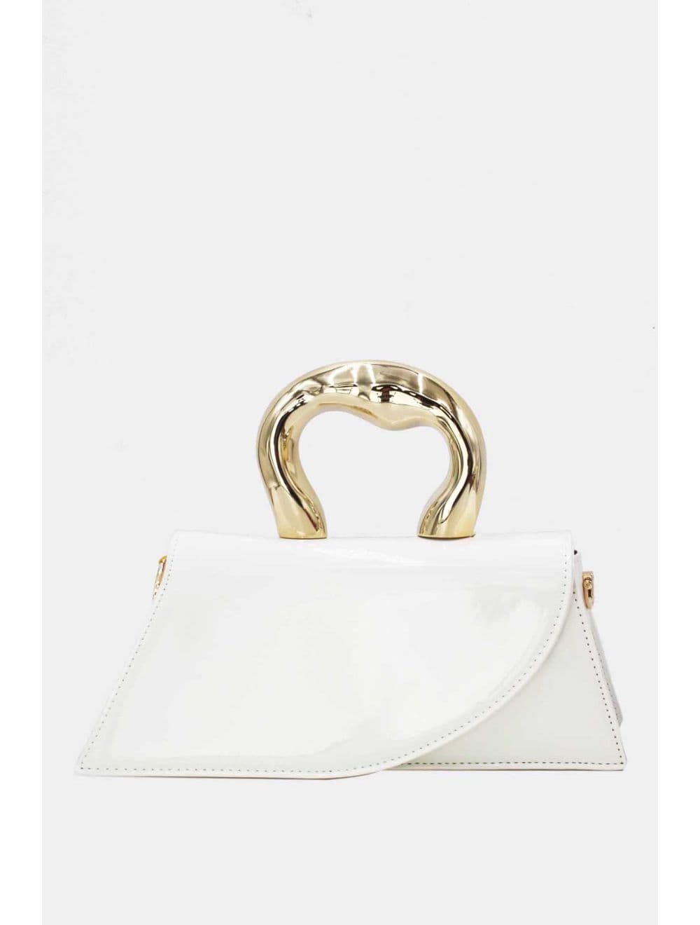 Petit Sac à Main Avec Poignée Forme De Cœur Dorée 25P-6320-Blanc