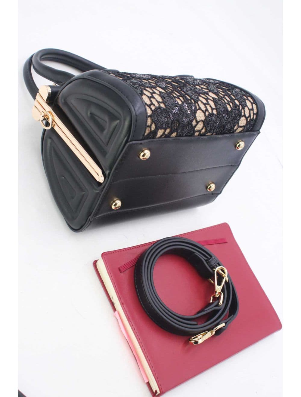 Petit Sac à Main Dentelle 25P-6259-Noir — vue 4