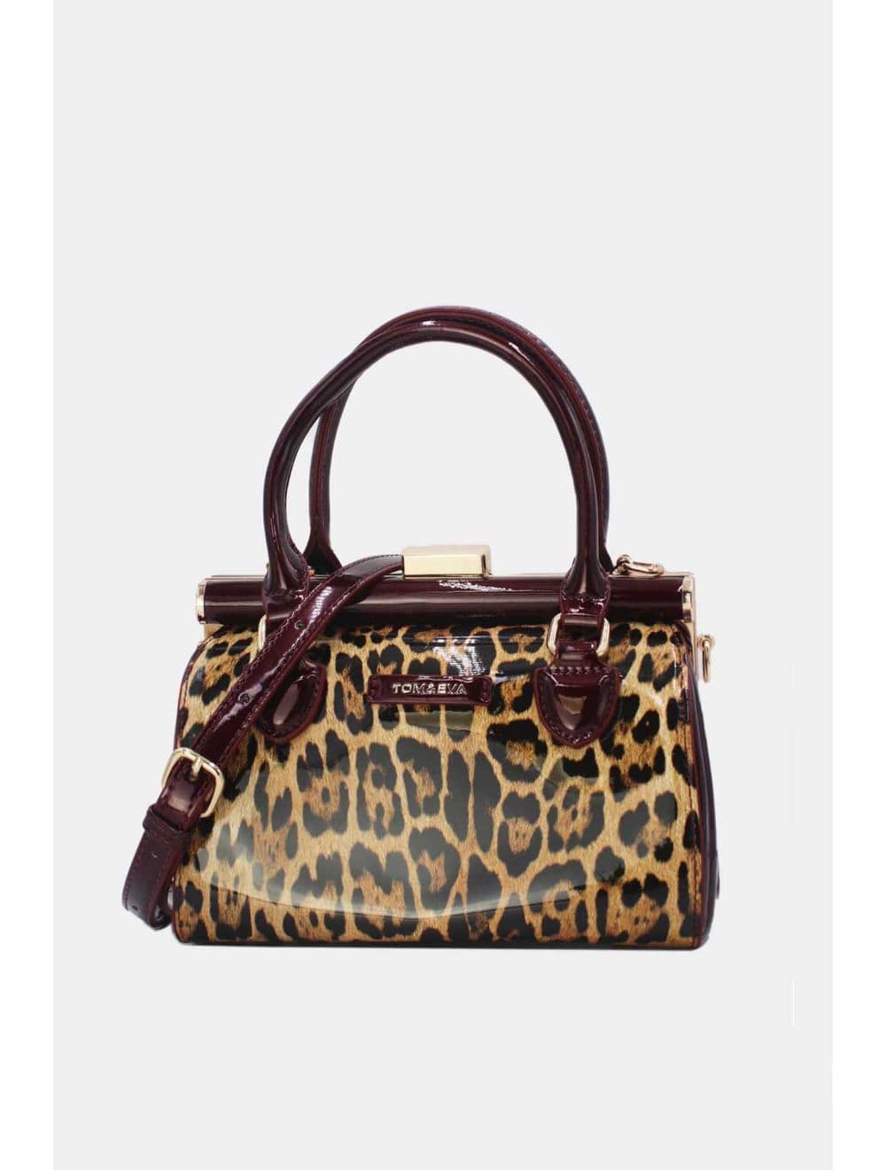 Petit Sac à Main Vernis Léopard 25P-6260-L.Brown/Red