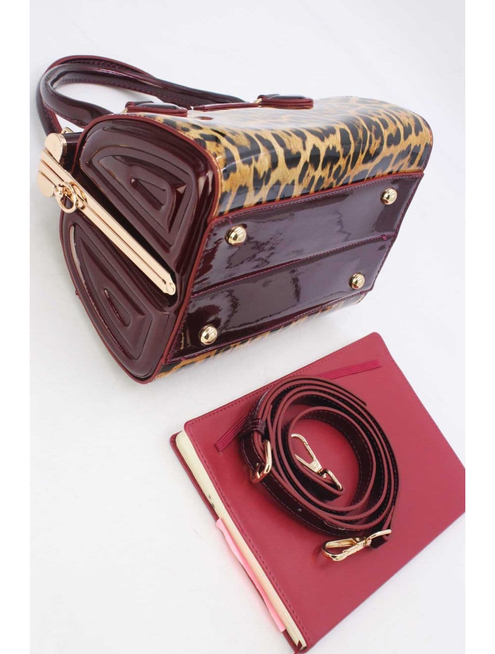 Petit Sac à Main Vernis Léopard 25P-6260-L.Brown/Red — vue 4