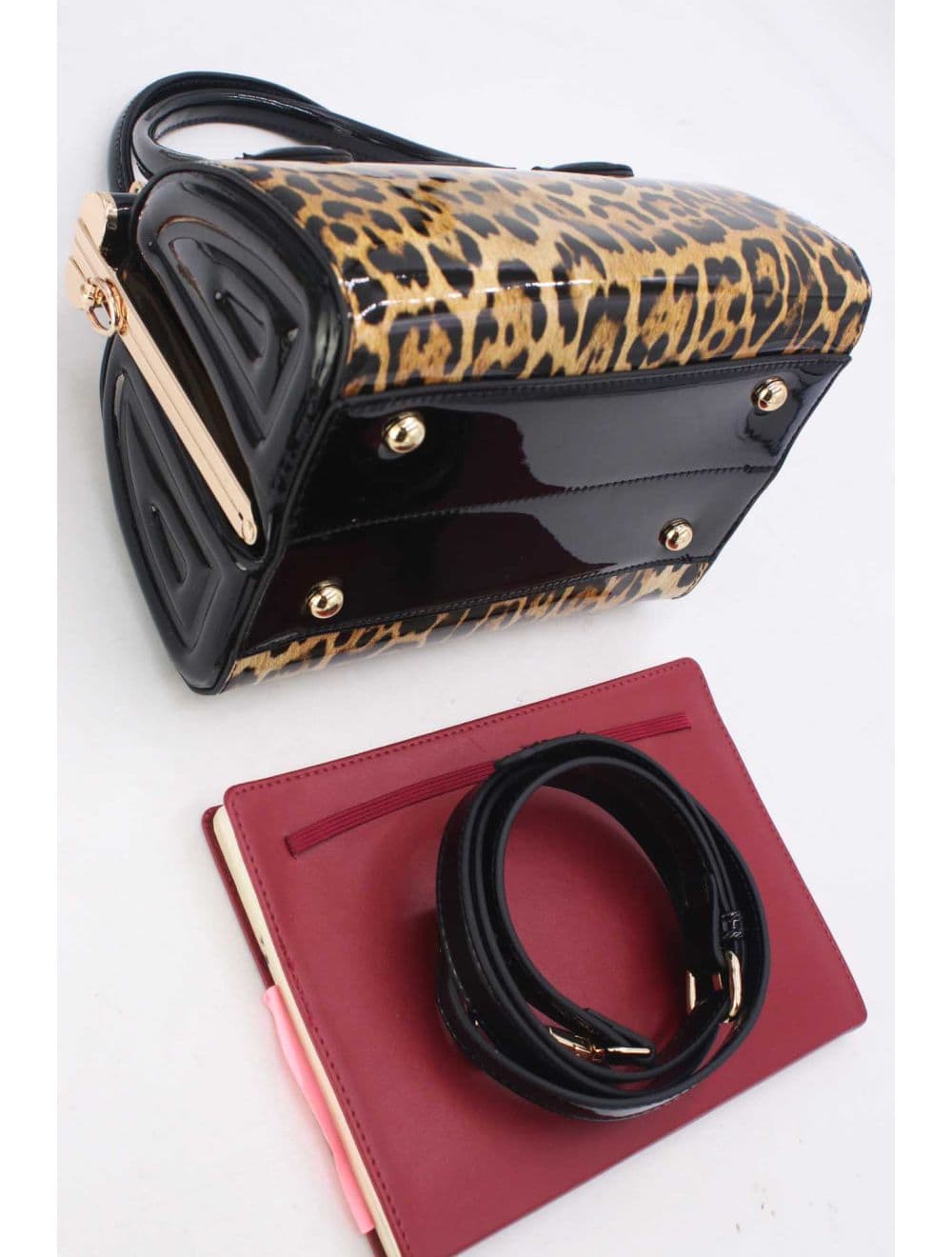 Petit Sac à Main Vernis Léopard 25P-6260-L.Brown/Black — vue 4