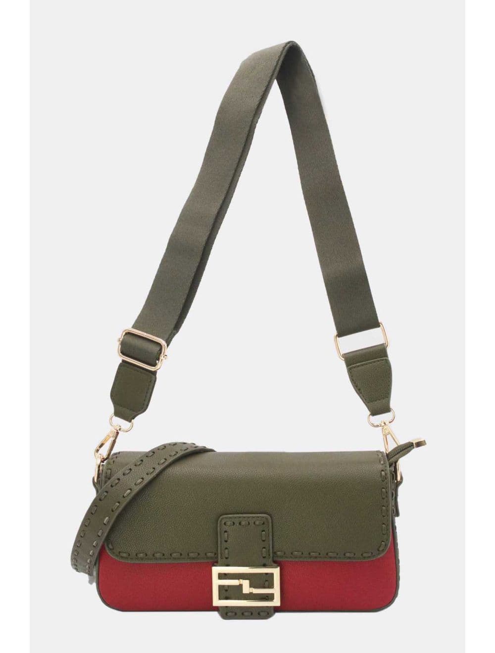 Sac à Bandoulère Double Porté 24P-5949-Green/Red