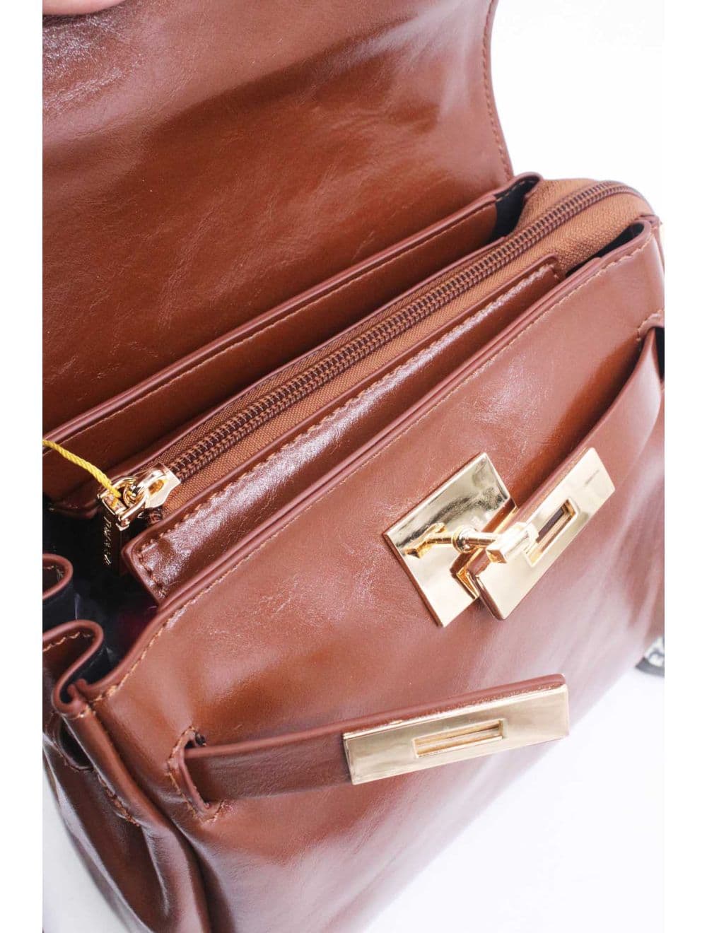 Petit Sac à Main Vernis Style Vintage 25P-6166-Marron