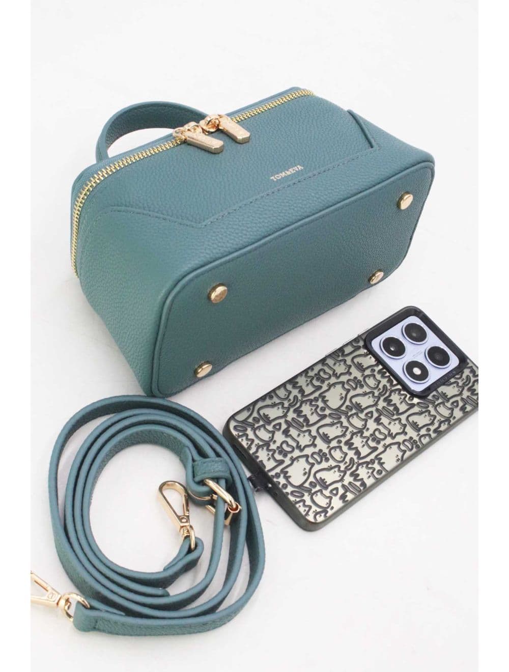 Petit Sac à Main Effet Grainé 25P-6171-Bleu — vue 5