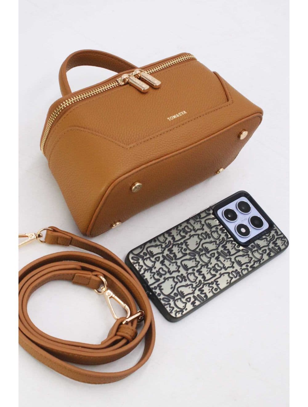 Petit Sac à Main Effet Grainé 25P-6171-Tan — vue 5
