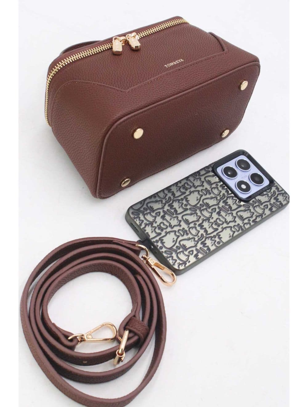 Petit Sac à Main Effet Grainé 25P-6171-Café — vue 5
