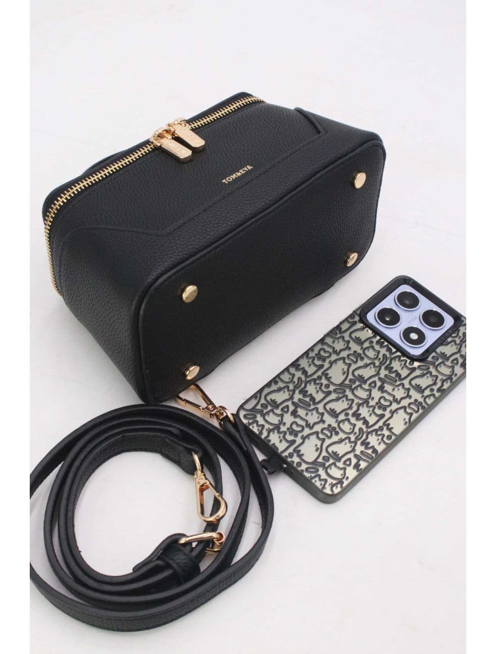 Petit Sac à Main Effet Grainé 25P-6171-Noir — vue 5