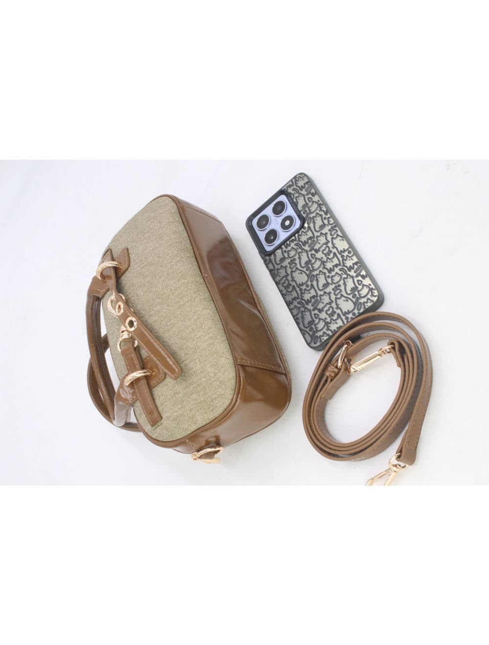 Petit Sac à Main Effet Tissu 25P-6201-Vert — vue 4