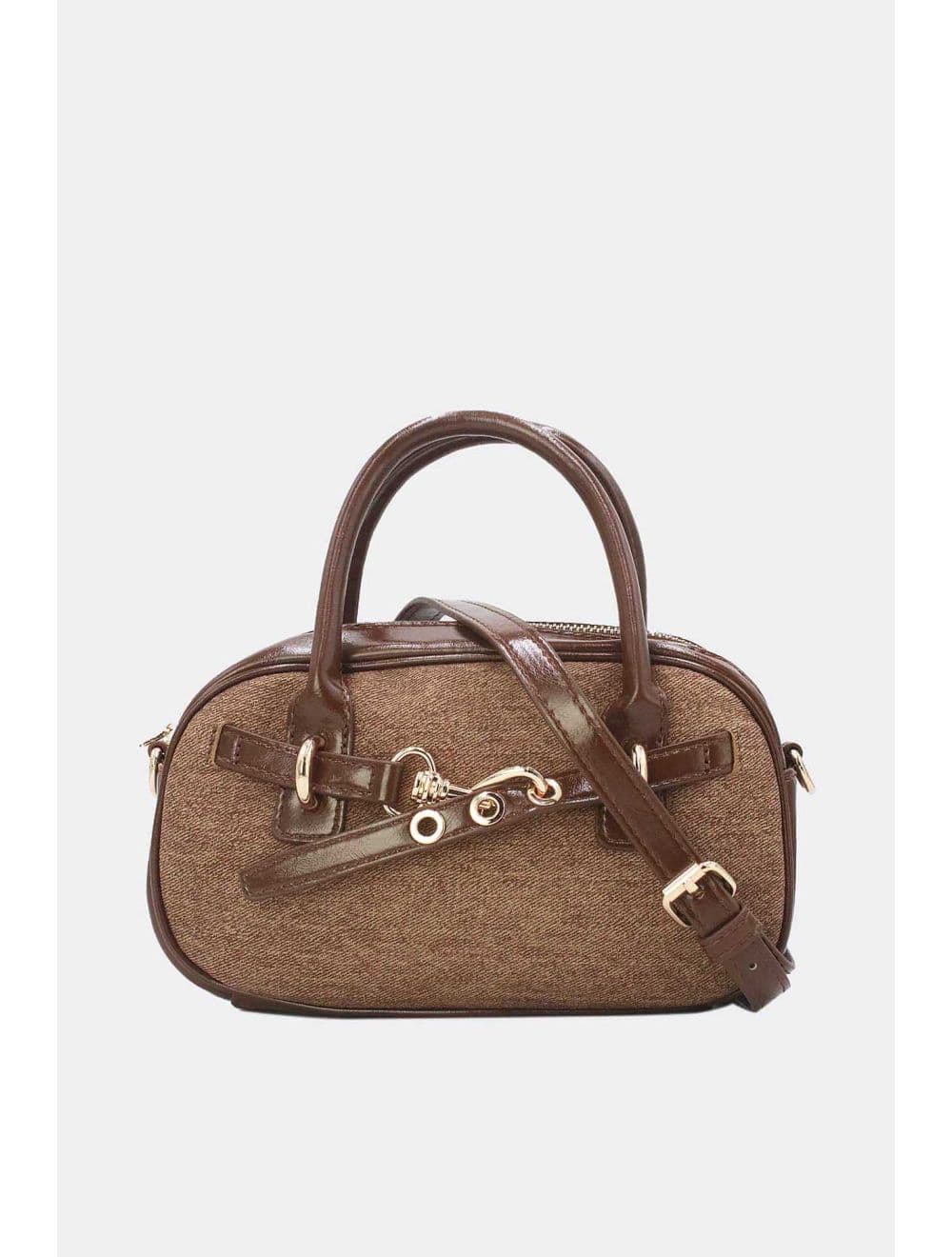 Petit Sac à Main Effet Tissu 25P-6201-Café