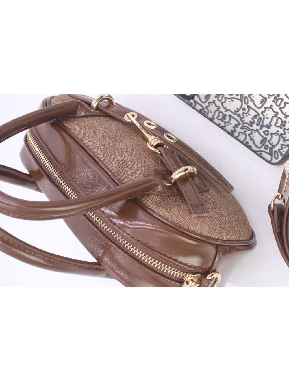 Petit Sac à Main Effet Tissu 25P-6201-Café — vue 5