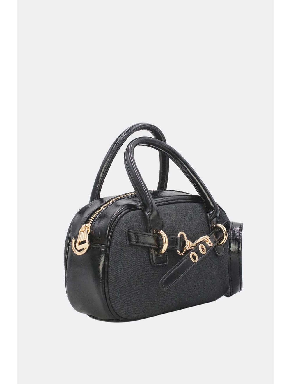Petit Sac à Main Effet Tissu 25P-6201-Noir — vue 3