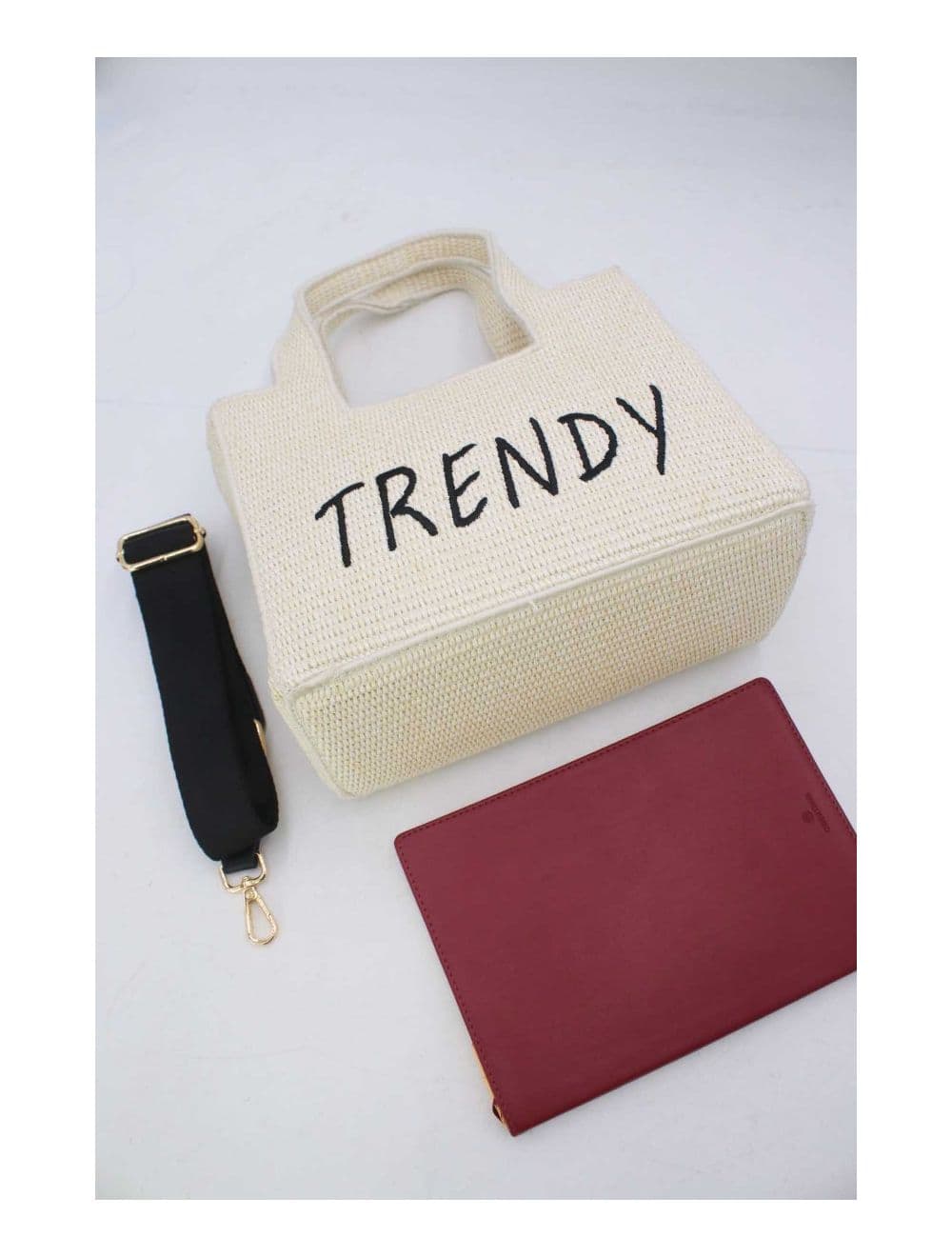 Petit Sac à Main En Paille Minimaliste 24P-6082-Beige/BK