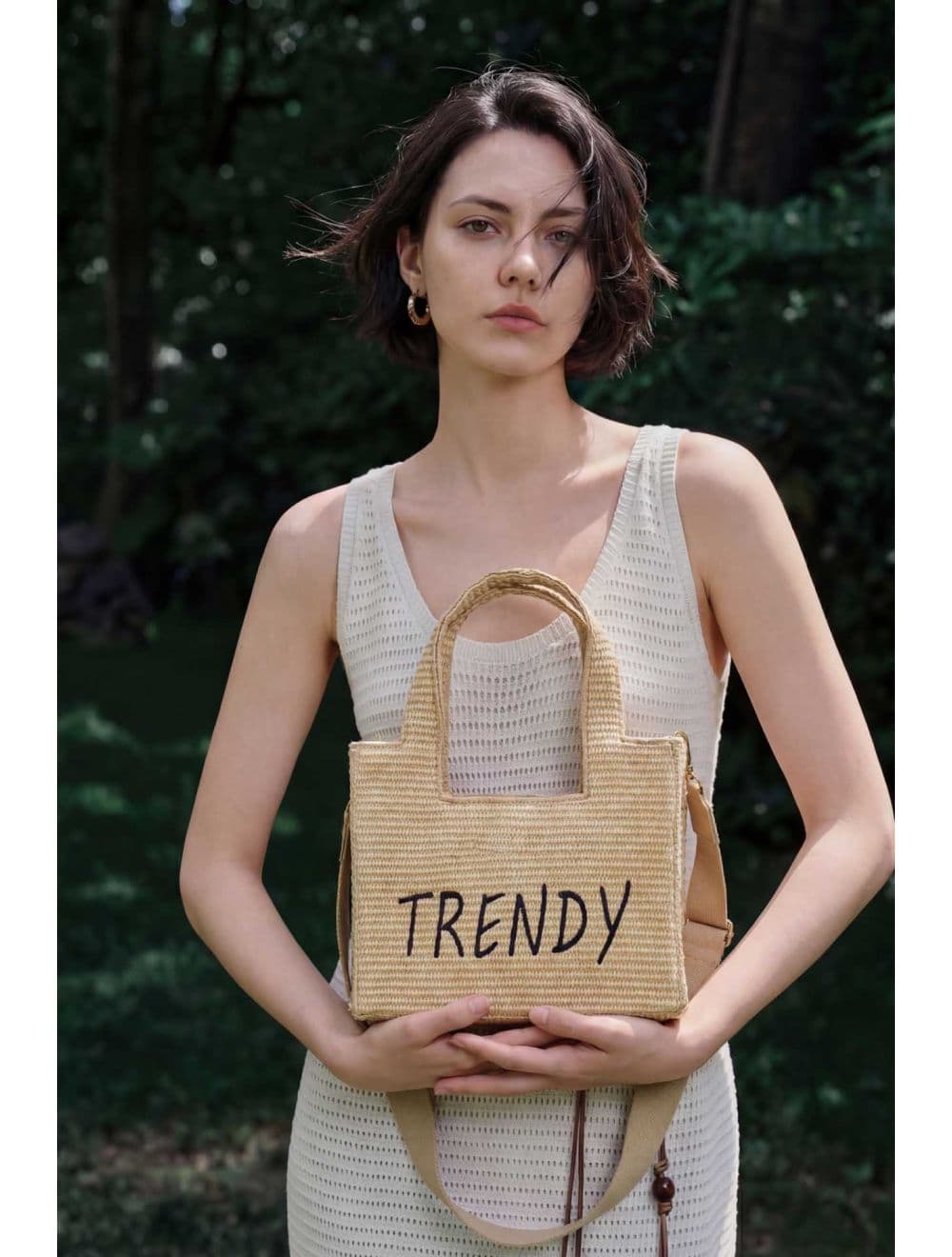 Petit Sac à Main En Paille Minimaliste 24P-6082-Khaki/KH — vue 5