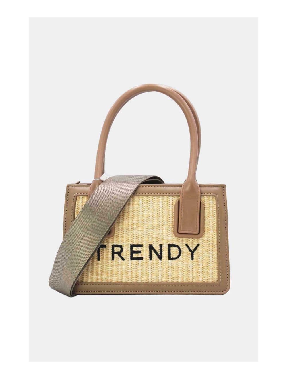 Petit Sac à Main Effet Paille Style Vintage 24P-6060-Abricot/Khaki