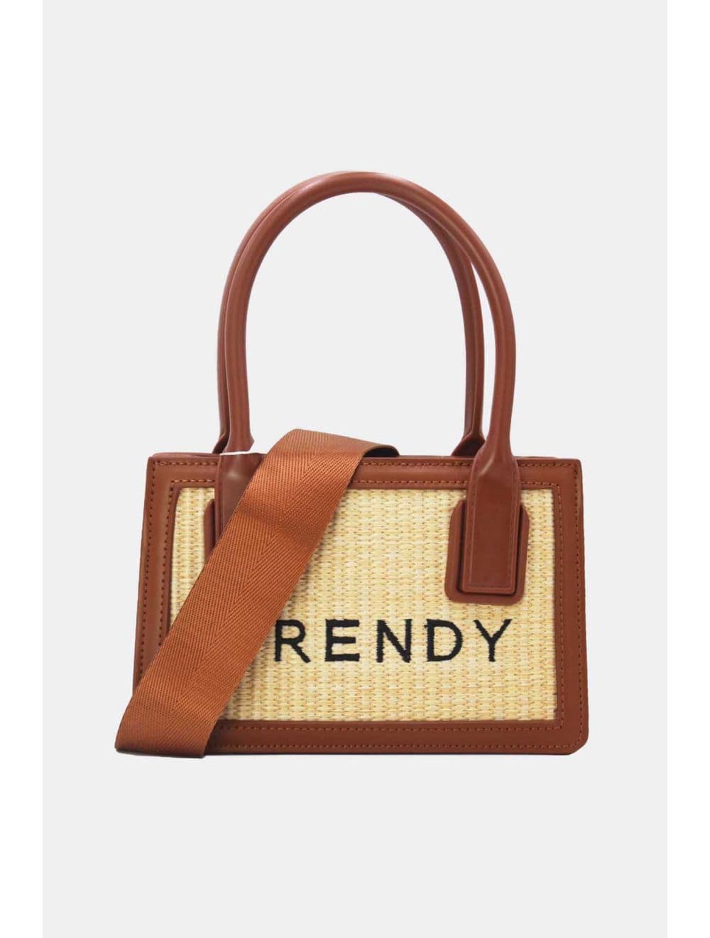 Petit Sac à Main Effet Paille Style Vintage 24P-6060-Apricot/Coffee