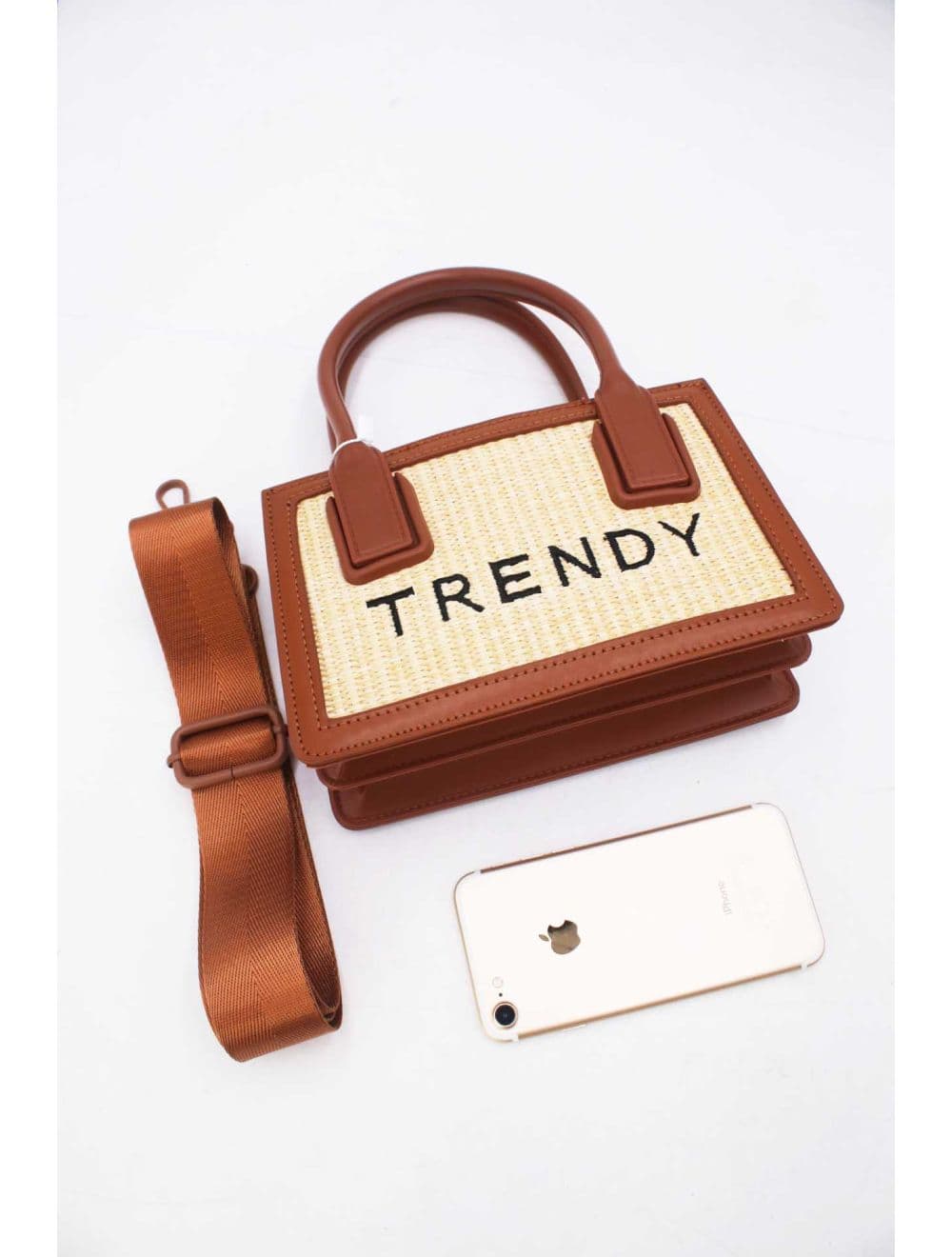 Petit Sac à Main Effet Paille Style Vintage 24P-6060-Apricot/Coffee — vue 5