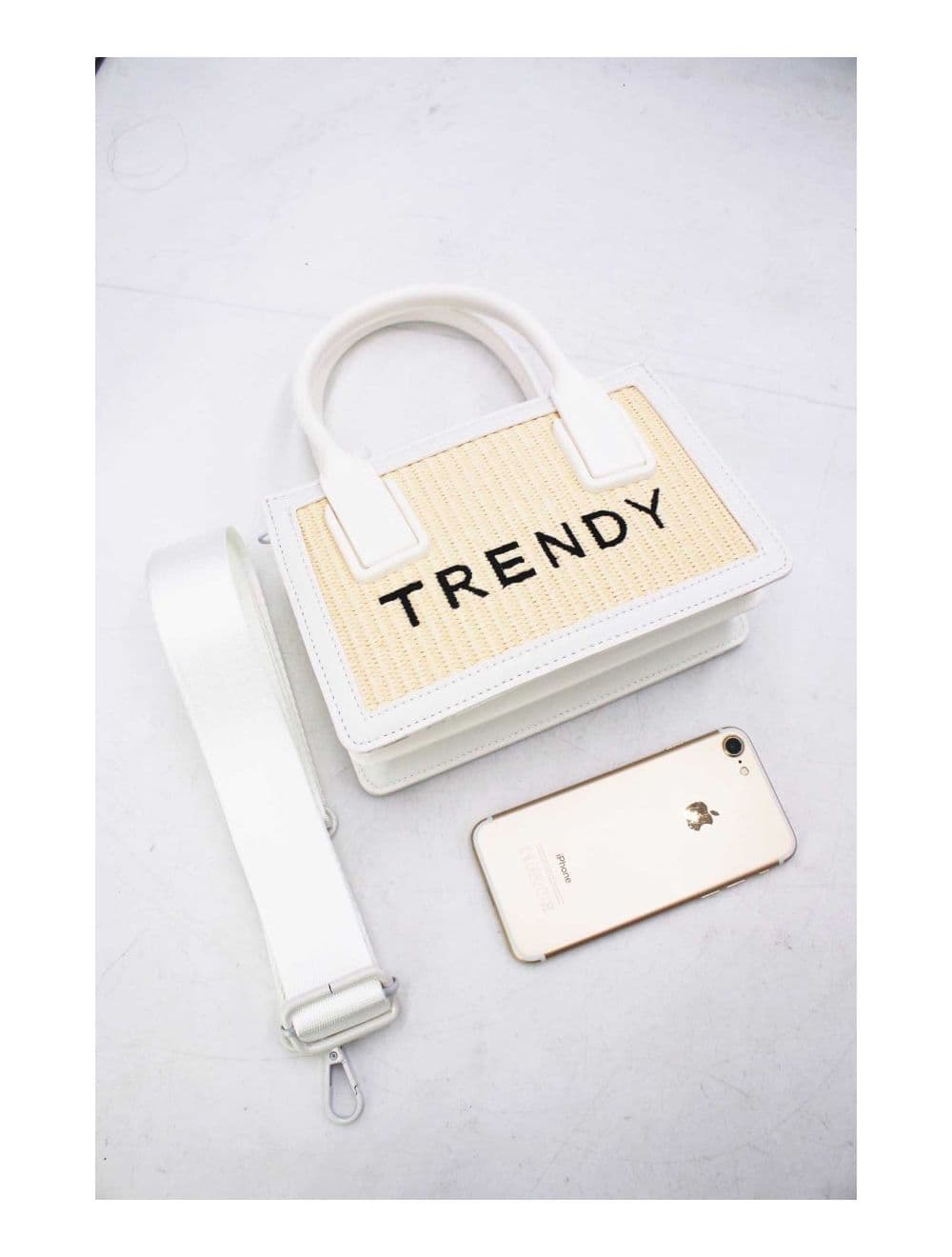 Petit Sac à Main Effet Paille Style Vintage 24P-6060-Blanc