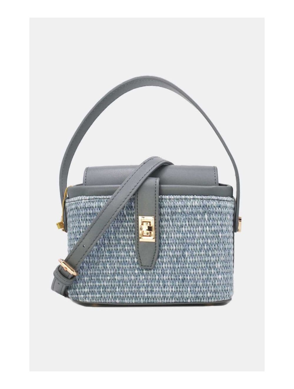 Petit Sac à Main Effet Paille 24P-6067-Blue/Blue