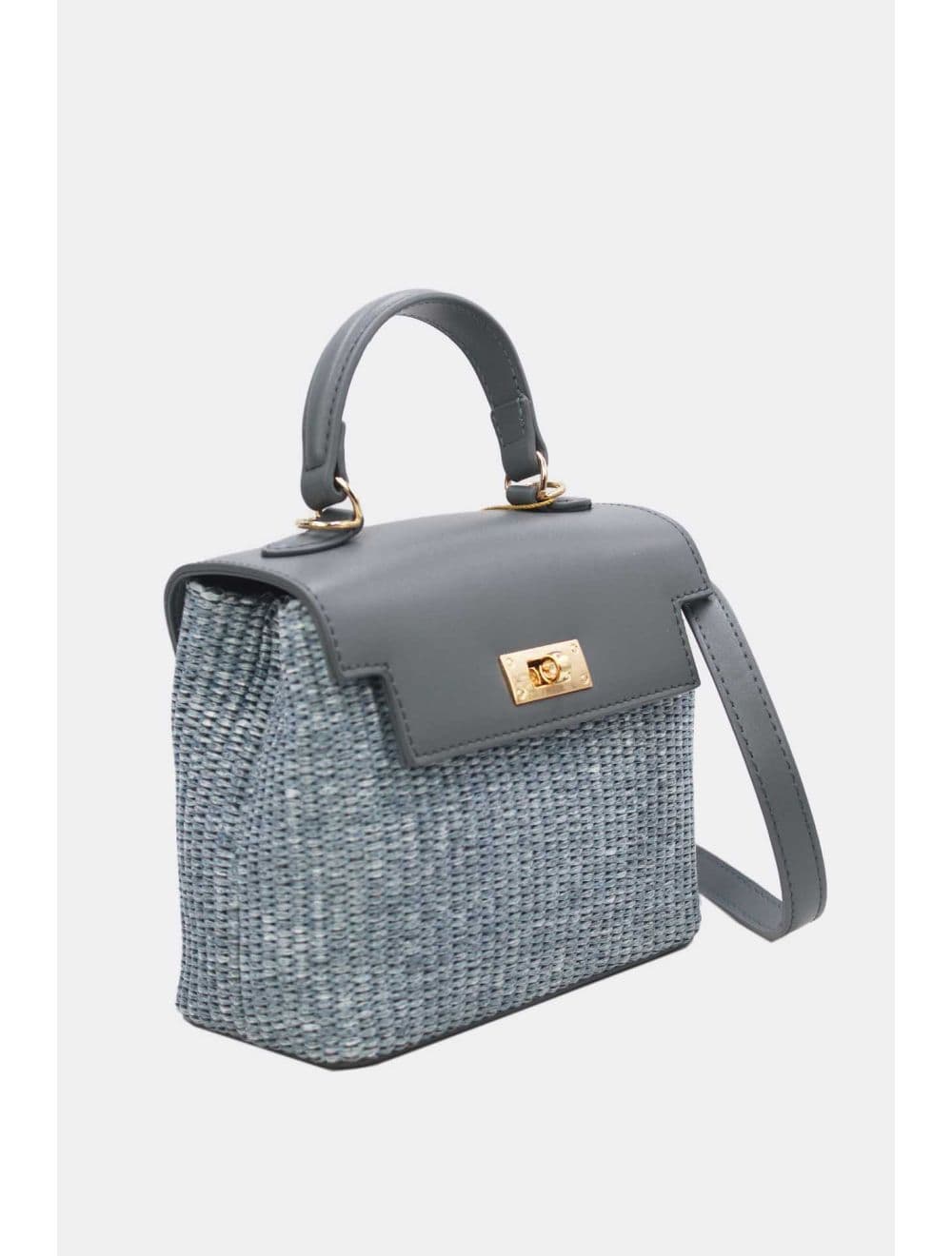 Petit Sac à Main Effet Paille 24P-5926A-Blue/Blue — vue 3