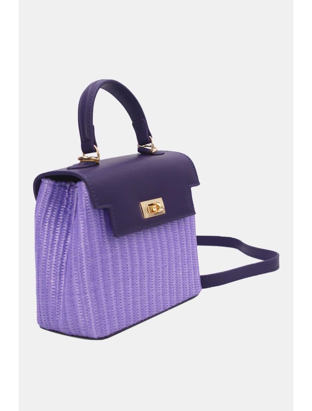 Petit Sac à Main Effet Paille 24P-5926A-Purple/Purple — vue 5